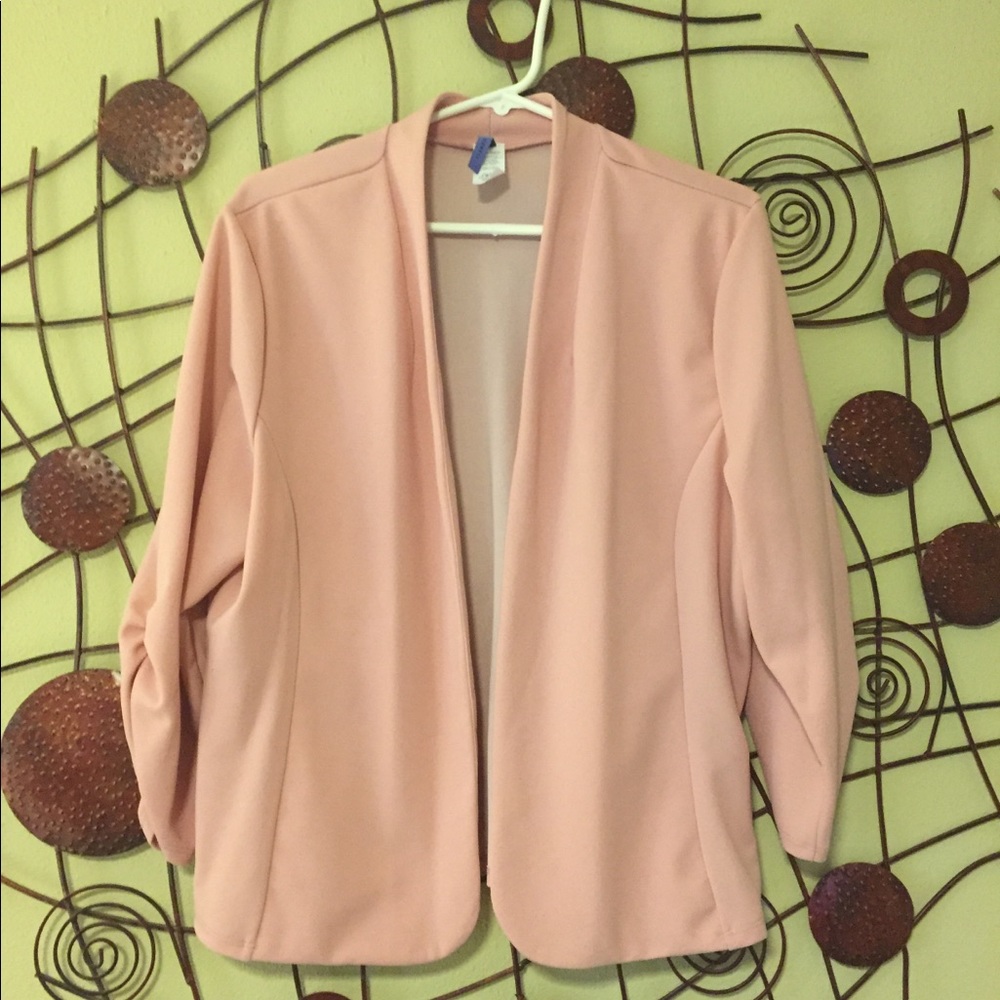 Pink Stretch Blazer, plus size.